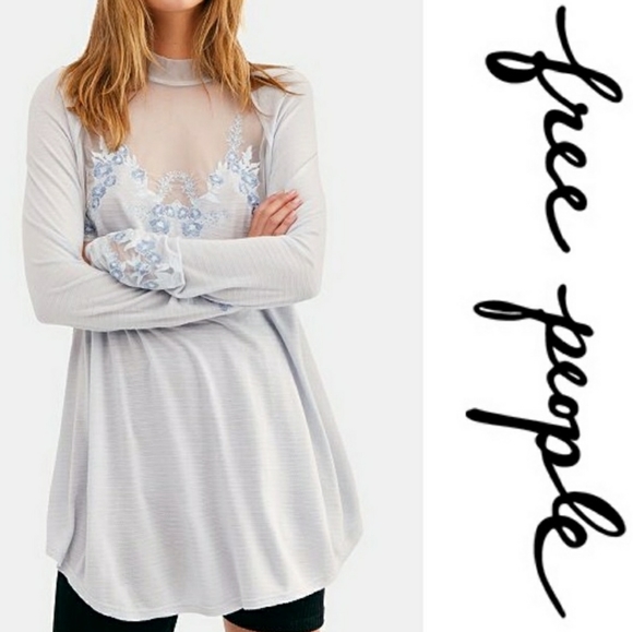 NEW Free people Saheli embroidered mesh lace top - Picture 1 of 8